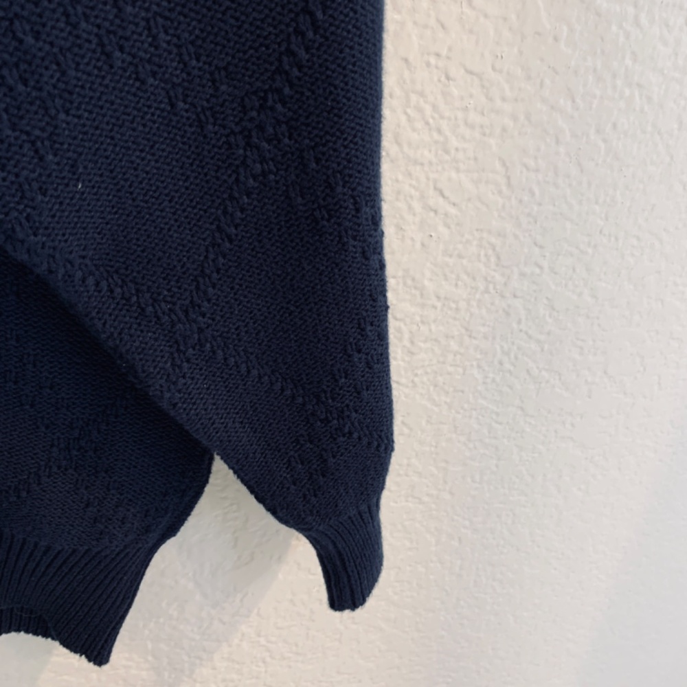Bolle Golf Sweater Mens XL Blue Embroidered Crew Neck Cable Knit Pullover Cotton - Picture 11 of 16